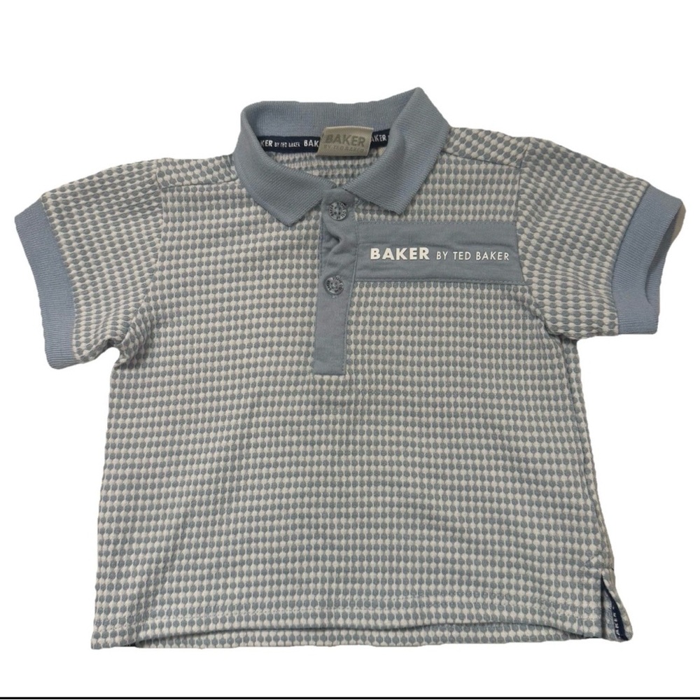 Baker by Ted Baker Blue & White Patterned Polo Shirt